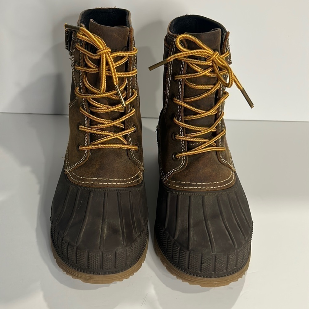Kamik Evelyn Winter Boot Dark Brown Duck Boot Leather Upper Rubber Sole Wms 8